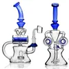 Blue beaker, glass hookah pipe, Dab rig, oil rig, smoking pipe, double drum, water pipe recycler, 14mm joint