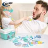 Tools Workshop Toy Kids Doctor Pretend Role Play Kit 44PCS Simulation Dentist Box Girls Educational Game Toys For Children Stethoscope 230705