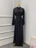 Ethnische Kleidung Elegante Satin Muslimische Frau Abaya Dubai Großer Saum Elastische Manschetten Lange Kleider Türkei Naher Osten Abendkleid Islamisch