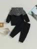 Clothing Sets Baby Boy Fall Clothes Set Stripe Print Long Sleeve Hood Sweatshirt Tops Pants Winter 2Pcs Outfits - Adorable Infant Autumn