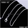 Chains Bk 1Mm 925 Sterling Sier Box Choker Necklaces For Women Men Jewelry Pendant Making 16 18 20 22 24 Inches Drop Delivery Pendant Dh9Au