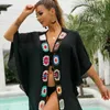 Damen Bademode Sommer Urlaub Stil V-Ausschnitt Haken Blume Patchwork Strand Kimono Schwimmbad Party Sonnencreme Shirt Wear