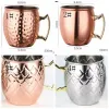 Moscow Mule Kopparmuggar Handgjorda kopparmuggar för Moscow Mule Cocktai Mule Muggar Dricka hamrad koppar Mässing Hem NYHET