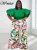 Calças femininas plus size conjunto combinando Wmstar roupas de verão de duas peças camisa sólida top e impresso atacado direto 230705