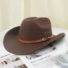 Basker Unisex Fedora Hatt Etnisk stil Filt västerländsk cowboy cowgirl ylle kvinnor