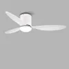 Low Floor Ceiling Fans 42 56 Inches Remote Control Fans Lamp Design Ceiling Fan With Light Wood+White DC Motor Led Fans