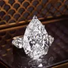 Anneaux de mariage Huitan luxe cristal goutte d'eau CZ anneaux femmes proposition bague de fiançailles exquis mariage anniversaire cadeau fête bijoux à la mode 230706