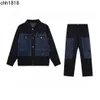 Overalls Burberies Same Burbreries and Men's Tracksuits Men's High Women's Version Chain Fashion Jacket Denim Trousers 6018