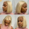 613 miel blond perruque brésilienne couleur remy droite bob dentelle avant perruque de cheveux humains 13x1 dentelle frontale perruques pour les femmes pré plumé