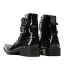 Style Boots de cheville noire en cuir authentique britannique pour orteil en acier carré boucle militaire botas punk chaussures punk hommes b b