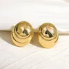 Stud Earrings AENSOA Layered Round Shaped Gold Color Big Earring Simple Vintage Metal For Women Fashion Jewelry Brincos 2023