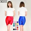 수영웨어 Xckny Seamless Front Short Tights Oil Glossy Sports Pants 스트레치 슬림 섹시 실크 허리 요가 수영 반바지 230705