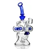 Blue Beaker, Glass Hocka Pipe, DAB 장비, 석유 장비, 흡연 파이프, 더블 드럼, 워터 파이프 리사이커, 14mm 조인트