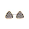 Stud Mulheres Triângulo Druzy Brincos Para Meninas Pedra Resina Brinco de Ouro Moda Feminina Jóias Presente Em Bk Drop Delivery Dh9Ux