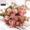 Decorative Flowers 30cm Artificial Hydrangea Clove Bouquet Silk Fake Wedding Party Home Decoration Flower Wreath DIY Decor