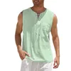 Hommes Débardeurs Hommes Coton Lin Sans Manches Gilet Débardeurs D'été Formation Muscle Gym Tops Plaine Haute Qualité T-Shirt Pour 230705