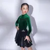 Desgaste de la etapa Otoño Niñas Traje de baile latino Terciopelo Tops Falda Traje Samba Competencia Vestido Rumba Baile Rendimiento TrajeYS4085