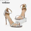 Chaussures habillées TOPQUEEN femmes pompes de fête 2022 nouvelles femmes à talons hauts dentelle boucle argent chaussures de mariage femmes chaussures à talons hauts AL67 Z230707