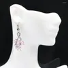 Boucles d'Oreilles Pendantes 46x16mm Superbe 6.2g Feuille Tanzanite Rose Kunzite Blanc CZ Usage Quotidien Femme Argent