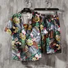 Träningsoveraller för män i två delar Aloha skjorta strandshorts för män casual street wear 2023 sommarblomma lös kortärmad semesterkostym 230705