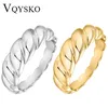 VQYSKO Croissant tressé signet torsadé gros dôme anneau empilable bande d'étoiles pour femmes et hommes déclaration bague de mariage minimaliste