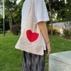 Sacs de soirée Lady Retro Summer Hobo Bag Trendy Heart Knitted Shoulder Mesh Hollow Tote Casual Beach Purse