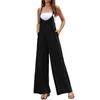 Fritidsklänningar Dam Sommar Lösa Wide Leg Jumpsuits Justerbara remmar Overall Romper