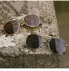 Moda çokgen metal tarzı güneş gözlüğü unisex vintage klasik marka tasarım güneş gözlükleri