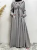 Abbigliamento etnico Abiti eleganti per donne musulmane Colletto per bambola in crepe spesso Abito da donna lungo Dubai da donna Abito da sera Abaya Hijab Kimono