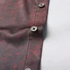 Mannen Casual Shirts High End Zijden Jurk Heren Zomer Satijnen Blouse Gladde Kleding Voor Mannen Mode Claret Red Zakelijke Kantoorkleding Echtgenoot Tops