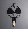 Costume da bagno T-back per donna Bikini allacciatura Lettera Designer Nero Argento Moda Costumi da bagno Spiaggia di alta qualità Costumi da bagno a tre punti Abbigliamento S-XL