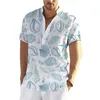 Camisas casuais masculinas Camisa masculina estrela do mar estampas 3d diariamente manga curta botão top roupas verão havaiano gráfico simples