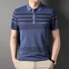 Herenpolo's MLSHP-katoen Zomer herenpolo's Luxe korte mouw Smart Casual Gestreepte mannelijke T-shirts Fashion Golf Man Tees 3XL 230705