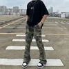 Pantalons pour hommes Streetwear hommes Cargo hip-hop en détresse Camouflage Splash évasé femmes poches cordon Baggy pantalon