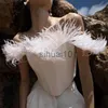 DIY Tanks Camis Femmes Sexy Plume Corset Crop Top Noir Blanc Fausse Fourrure Garniture Sans Manches Cami Top Push Up Bustiers Corsets Y2K Party Clubwear J230706