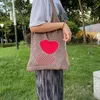 Abendtaschen Dame Retro Sommer Hobo Bag Trendy Herz Gestrickte Schulter Mesh Hohl Tote Casual Strand Geldbörse