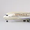 Druckgussmodell 1, 160, Maßstab 50, 5 cm, Flugzeug 380 A380 ETIHAD Airline W Licht und Rad, Kunststoffharz-Flugzeug für Sammlung 230705