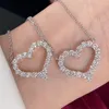 Hanger Kettingen Delicate Holle Hart Ketting Glanzende Ronde Zirkoon Bruidsverjaardag Sieraden Veelzijdige Verklaring Voor Vrouwen