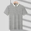 Polos para hombre, polo clásico a rayas, algodón, manga corta, verano 2023, talla grande, 4XL