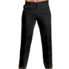 Calças masculinas com botão de zíper elegante cintura média cor sólida slim fit com fecho múltiplo para lazer