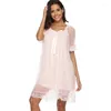 Women's Sleepwear Cute Sexy Short Sleeve Lace Princess Nightdress Mesh European And American Soft Pajamas Large Size Loose Home Clothes