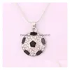 Pendant Necklaces Football Fans Sports Crystal Rhinestone Soccer Charm Snake Chains For Women Men S Fashion Drop Delivery Jewelry Pen Dhicz