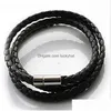 Bracelets De Charme Hommes En Cuir Véritable Corde Tressée Mtilayer Punk À La Main Wrap Bracelet Bracelet Pour Hommes S Mode Artisanat Bijoux En B Dh4Rq