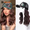 Wig Caps Synthetic long wave hair cap wig Baseball cap natural connection wig summer adjustable hat wig with hat wig 230706