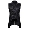 Mannen Vesten Lang Vest Gothic Punk Victoria Blazer Suits Paisley Print Mouwloze Jas Reverskraag Double Breasted Outfit Kostuum 230705