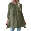 Robes décontractées élégantes femmes robe d'automne confortable ligne A Mini avec poches plaquées tissu doux respirant manches trois quarts