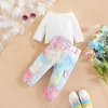 Clothing Sets Girls Spring And Autumn Suit A Word Collar Long Sleeved Top Tie Dye Work Pants Two Piece Casual Girl Outfits Teens Clothes