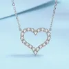 Pendant Necklaces Delicate Hollow Heart Necklace Shiny Round Zircon Bridal Anniversary Jewelry Versatile Statement For Women