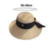 Beralar Kadın Hip Hat Şeriat Bowknot Dekor Lady Sun Katlanır Yuvarlak Dome Plaj Anti-uv Big Brim Güneş Koruyucu