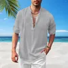 メンズカジュアルシャツビッグアンドトール長袖T男性用メンズラージファッション快適なスタンドアップカラービーチ